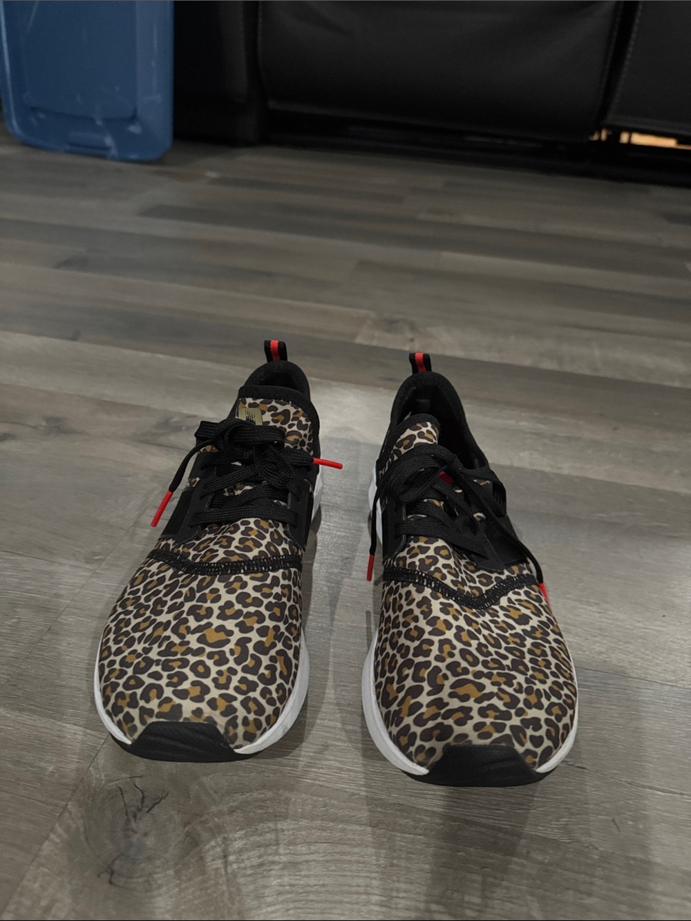 New Balance Leopard Print Sneakers with Black and Red Accents